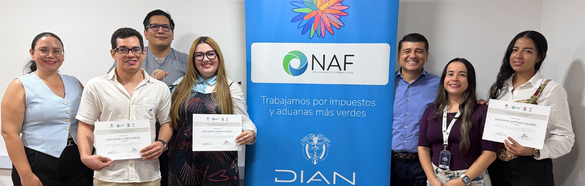Certificación NAF con enfoque aduanero en la Universidad San Buenaventura de Cali Grupo de estudiantes de la Universidad San Buenaventura de Cali en proceso de certificación NAF con enfoque en temas aduaneros